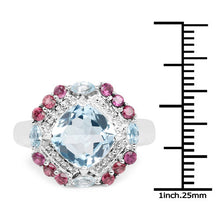 Load image into Gallery viewer, 4.73 Carat Genuine Blue Topaz and Rhodolite .925 Sterling Silver Ring