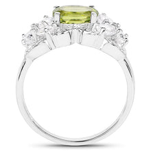 Load image into Gallery viewer, 2.70 Carat Genuine Peridot and White Zircon .925 Sterling Silver Ring