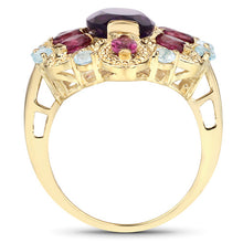 Load image into Gallery viewer, 6.80 Carat Genuine Amethyst, Rhodolite and Blue Topaz .925 Sterling Silver Ring