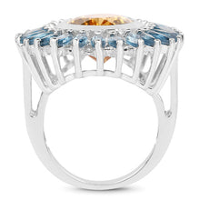 Load image into Gallery viewer, 7.54 Carat Genuine Citrine & London Blue Topaz .925 Sterling Silver Ring