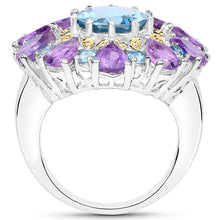 Load image into Gallery viewer, 8.86 Carat Genuine London Blue Topaz and Amethyst .925 Sterling Silver Ring