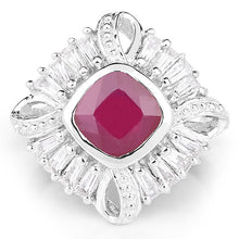 Load image into Gallery viewer, 2.66 Carat Glass Filled Ruby and White Topaz .925 Sterling Silver Ring