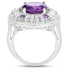 Load image into Gallery viewer, 5.58 Carat Genuine Amethyst and White Topaz .925 Sterling Silver Ring