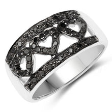 Load image into Gallery viewer, 0.32 Carat Genuine Black Diamond .925 Sterling Silver Ring
