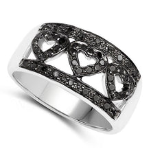 Load image into Gallery viewer, 0.32 Carat Genuine Black Diamond .925 Sterling Silver Ring
