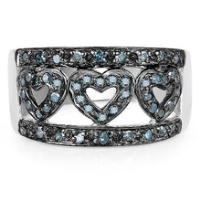 Load image into Gallery viewer, 0.32 Carat Genuine Blue Diamond .925 Sterling Silver Ring