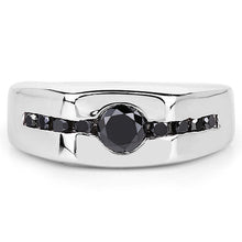 Load image into Gallery viewer, 0.74 Carat Genuine Black Diamond .925 Sterling Silver Ring