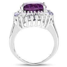 Load image into Gallery viewer, 5.24 Carat Genuine Amethyst, Tanzanite & White Topaz .925 Sterling Silver Ring