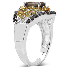 Load image into Gallery viewer, 2.56 Carat Genuine Smoky Quartz & Citrine .925 Sterling Silver Ring