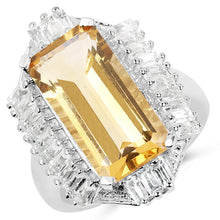 Load image into Gallery viewer, 9.13 Carat Genuine Citrine & White Topaz .925 Sterling Silver Ring