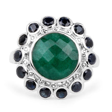 Load image into Gallery viewer, 6.88 Carat Dyed Emerald & Blue Sapphire .925 Sterling Silver Ring