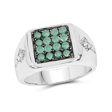 Load image into Gallery viewer, 0.60 Carat Genuine Emerald & White Diamond .925 Sterling Silver Ring