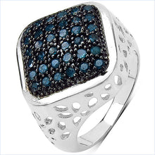 Load image into Gallery viewer, 0.54 Carat Genuine Blue Diamond .925 Sterling Silver Ring