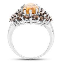 Load image into Gallery viewer, 6.20 Carat Genuine Citrine & Smoky Quartz .925 Sterling Silver Ring