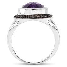 Load image into Gallery viewer, 5.35 Carat Genuine Amethyst and Black Spinel .925 Sterling Silver Ring
