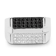Load image into Gallery viewer, 0.64 Carat Genuine Black Diamond and White Diamond .925 Sterling Silver Ring