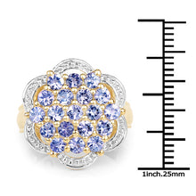 Load image into Gallery viewer, 14K Yellow Gold Plated 1.52 Carat Genuine Tanzanite .925 Sterling Silver Ring
