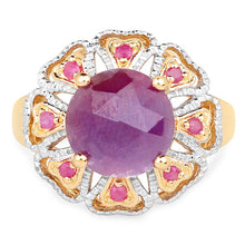 Load image into Gallery viewer, 14K Yellow Gold Plated 5.55 Carat Genuine Pink Sapphire & Ruby .925 Sterling Silver Ring