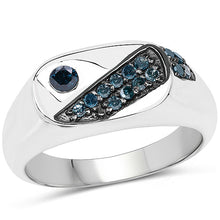 Load image into Gallery viewer, 0.31 Carat Genuine Blue Diamond .925 Sterling Silver Ring