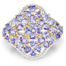 Load image into Gallery viewer, 14K Yellow Gold Plated 3.60 Carat Genuine Tanzanite .925 Sterling Silver Ring