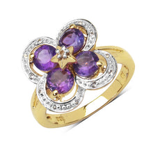 Load image into Gallery viewer, 1.40 Carat Genuine Amethyst and White Topaz .925 Sterling Silver Ring