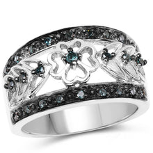 Load image into Gallery viewer, 0.31 Carat Genuine Blue Diamond .925 Sterling Silver Ring