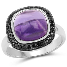 Load image into Gallery viewer, 5.25 Carat Genuine Amethyst & Black Spinel .925 Sterling Silver Ring