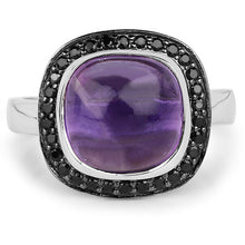 Load image into Gallery viewer, 5.25 Carat Genuine Amethyst & Black Spinel .925 Sterling Silver Ring