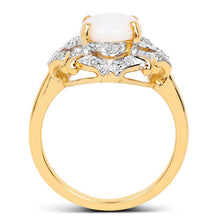 Load image into Gallery viewer, 14K Yellow Gold Plated 1.40 Carat Genuine Opal and White Topaz .925 Sterling Silver Ring