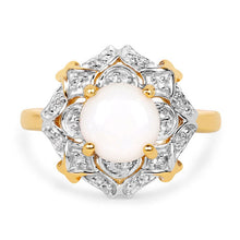 Load image into Gallery viewer, 14K Yellow Gold Plated 1.40 Carat Genuine Opal and White Topaz .925 Sterling Silver Ring