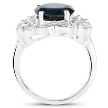 Load image into Gallery viewer, 5.11 Carat Genuine London Blue Topaz and White Diamond .925 Sterling Silver Ring