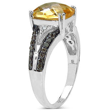 Load image into Gallery viewer, 2.82 Carat Genuine Citrine, Champagne Diamond & White Diamond .925 Sterling Silver Ring