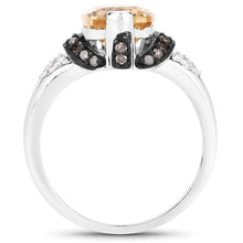 Load image into Gallery viewer, "2.83 Carat Genuine Citrine, Champagne Diamond and White Diamond .925 Sterling Silver Ring