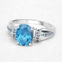 Load image into Gallery viewer, 2.72 Carat Genuine London Blue Topaz and Blue Diamond .925 Sterling Silver Ring