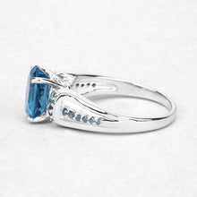 Load image into Gallery viewer, 2.72 Carat Genuine London Blue Topaz and Blue Diamond .925 Sterling Silver Ring