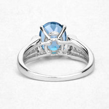 Load image into Gallery viewer, 2.72 Carat Genuine London Blue Topaz and Blue Diamond .925 Sterling Silver Ring