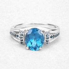 Load image into Gallery viewer, 2.72 Carat Genuine London Blue Topaz and Blue Diamond .925 Sterling Silver Ring