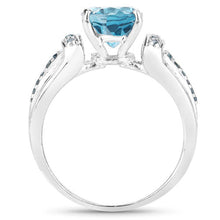 Load image into Gallery viewer, 2.72 Carat Genuine London Blue Topaz and Blue Diamond .925 Sterling Silver Ring