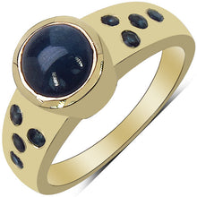 Load image into Gallery viewer, 14K Yellow Gold Plated 1.87 Carat Genuine Blue Sapphire & White Diamond .925 Sterling Silver Ring