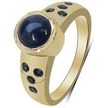 Load image into Gallery viewer, 14K Yellow Gold Plated 1.87 Carat Genuine Blue Sapphire & White Diamond .925 Sterling Silver Ring