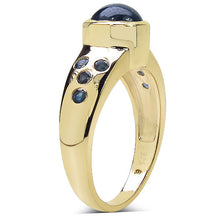 Load image into Gallery viewer, 14K Yellow Gold Plated 1.87 Carat Genuine Blue Sapphire & White Diamond .925 Sterling Silver Ring