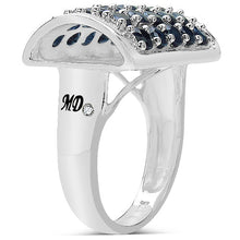 Load image into Gallery viewer, 3.51 Carat Genuine Blue Sapphire & White Diamond .925 Sterling Silver Ring