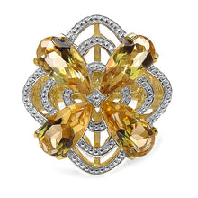 Load image into Gallery viewer, 14K Yellow Gold Plated 8.81 Carat Genuine Citrine & White Diamond .925 Sterling Silver Ring