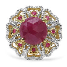 Load image into Gallery viewer, 14K Yellow Gold Plated 5.56 Carat Genuine Pink Sapphire, Ruby & White Diamond .925 Sterling Silver Ring