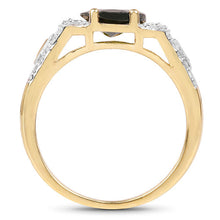 Load image into Gallery viewer, 18K Yellow Gold Plated 2.79 Carat Genuine Chrome Diopside & White Topaz .925 Sterling Silver Ring