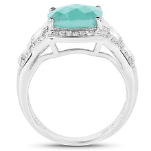 Load image into Gallery viewer, 4.09 Carat Genuine Emerald and White Topaz .925 Sterling Silver Ring