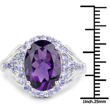 Load image into Gallery viewer, 5.90 Carat Genuine Amethyst and Tanzanite .925 Sterling Silver Ring