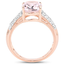 Load image into Gallery viewer, 14K Rose Gold Plated 3.27 Carat Genuine Kunzite Oval and White Zircon .925 Sterling Silver Ring Ring