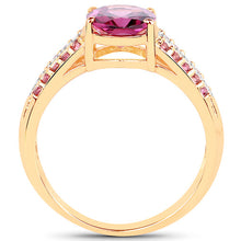 Load image into Gallery viewer, 14K Yellow Gold Plated 3.32 Carat Genuine Rhodolite and White Topaz .925 Sterling Silver Ring