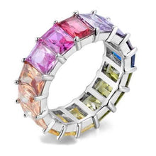Load image into Gallery viewer, Rainbow Emerald Eternity Band